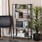 Baxton Studio Lakota Modern Industrial Light Grey Finished Wood and Black Metal 4-Tier Display Shelf 206-12091 - alternate 1
